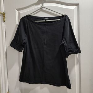 Ralph Lauren Black Boatneck Elbow-Sleeve Top